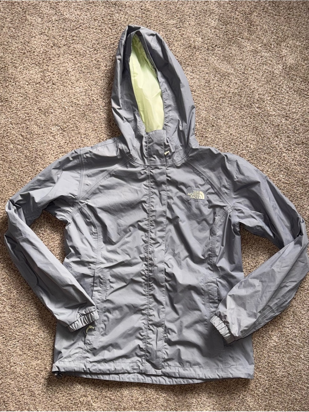 The North Face women’s Gray Hooded Rain Jacket